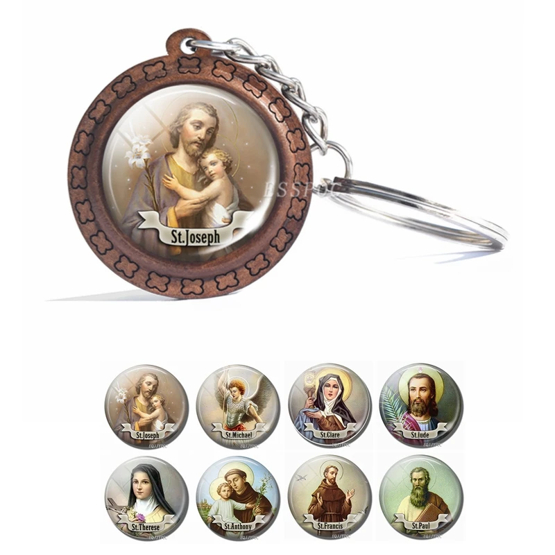 Christian Saint Jewelry St Michael стеклянный кабошон деревянный брелок модные шикарные кольца