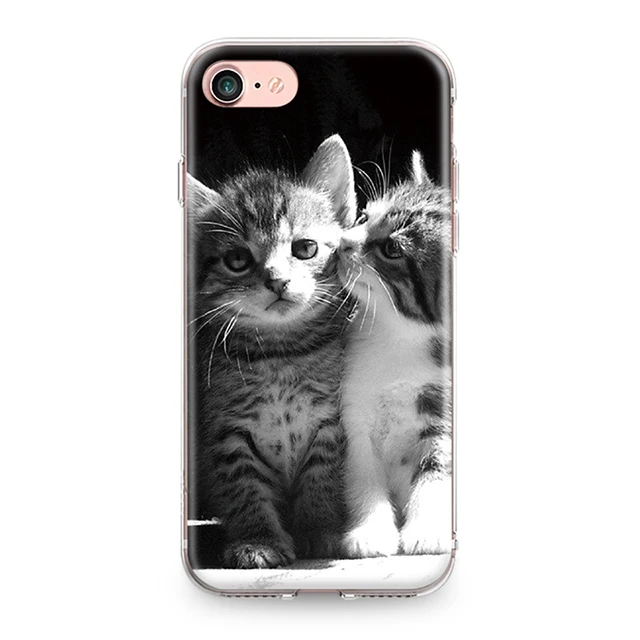 Силиконовый чехол-Бампер для Iphone 4, 4S, 5, 5S, SE, 6, 6 S, 7, 8 Plus, X, XR, XS Max, мягкий чехол-бампер из ТПУ с рисунком кота, котенка, пары