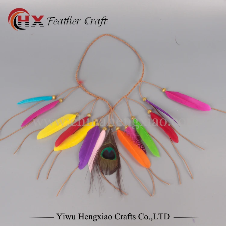 Популярные Модные богемные праздничные головные уборы с перьями аксессуары для