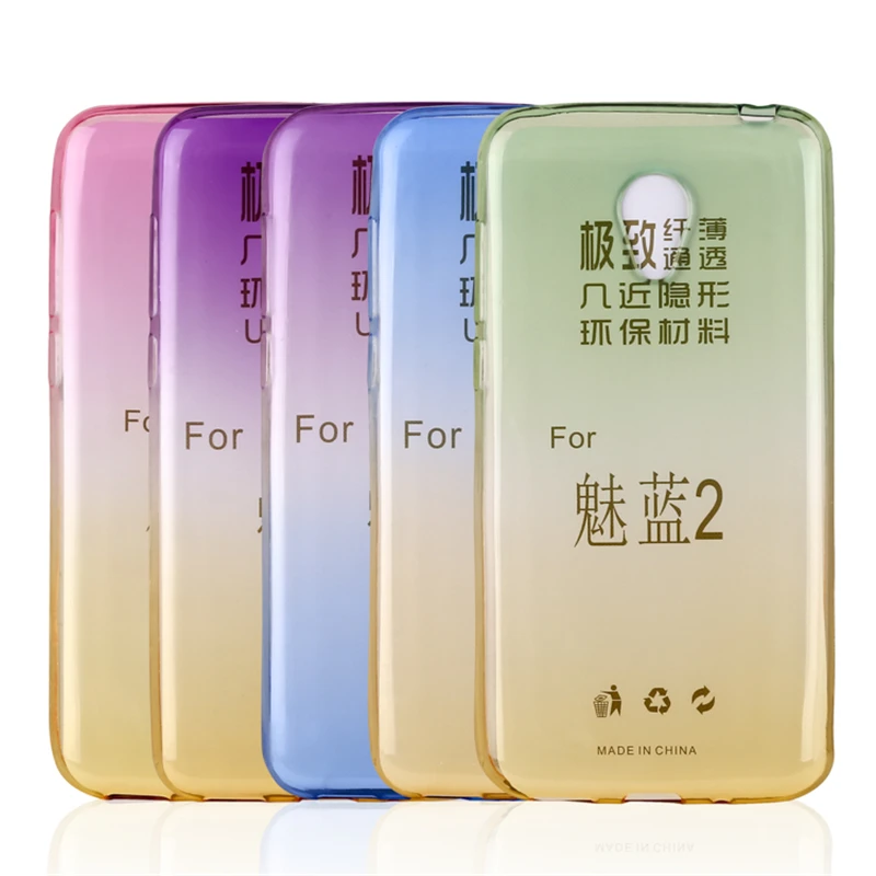 Телефон Случаях Для MEIZU Charm Blue 2 Ультратонких Прозрачный Градиент Цвета Дизайн ТПУ