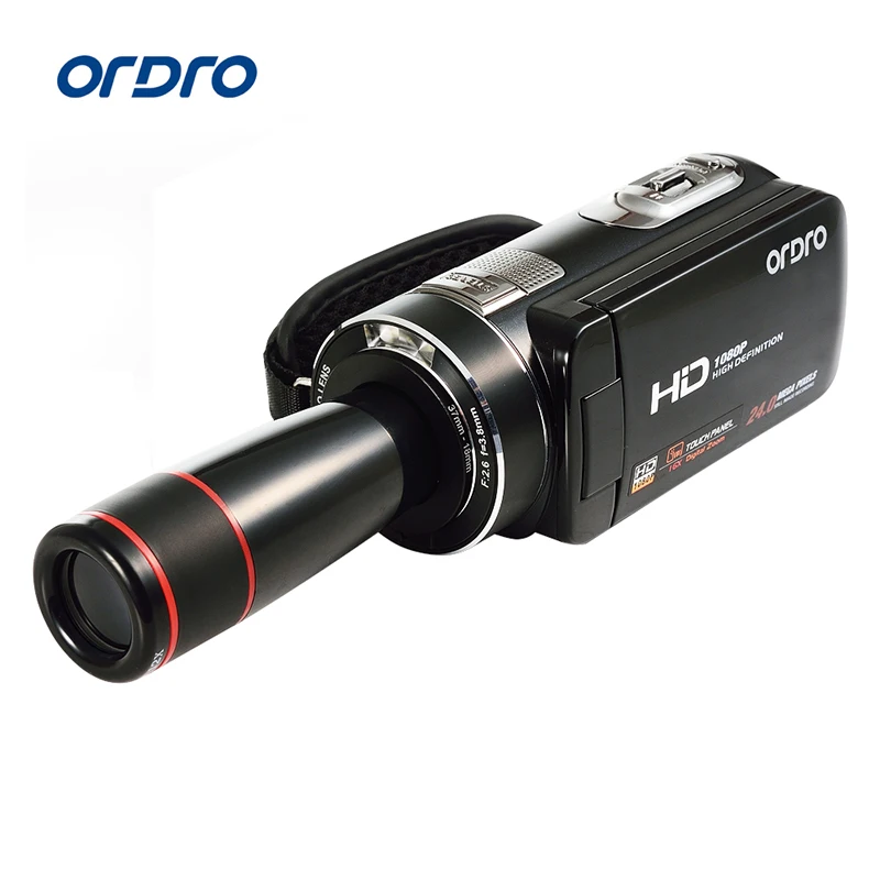 Ordro видеокамера HDV Z18 Plus 1080P FHD Цифровая запись с 12X телеконвертером дистанционное