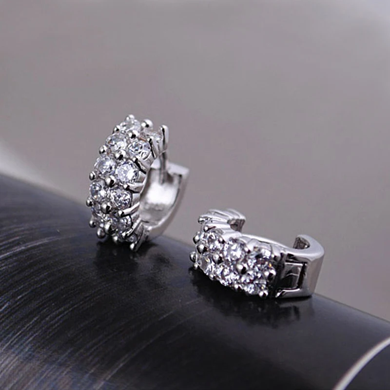 Двухслойные крошечные циркониевые круглые маленькие серьги кольца модные петли