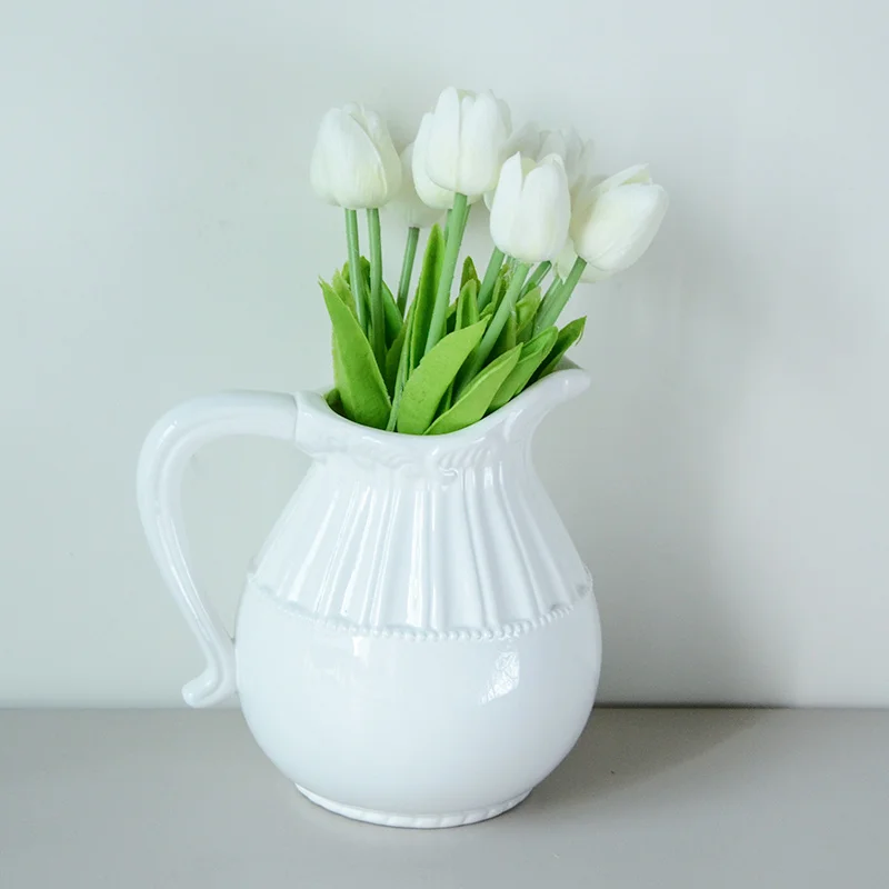 6 шт. Белый Искусственный тюльпан из искусственной кожи искусственные цветы для