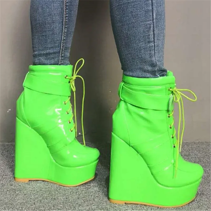 

FEDONAS 2020 Winter Women New Fashion Ankle Boots Cross-tied Wedges High Heels Night Club Shoes Woman Party Sexy Platforms Shoes