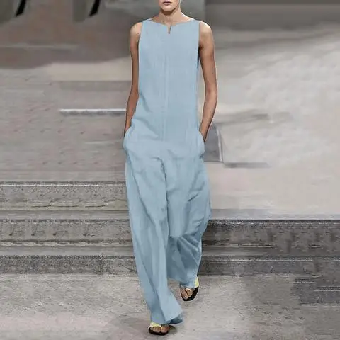 Женский элегантный сплошной цвет свободный спортивный костюм летний комбинезон