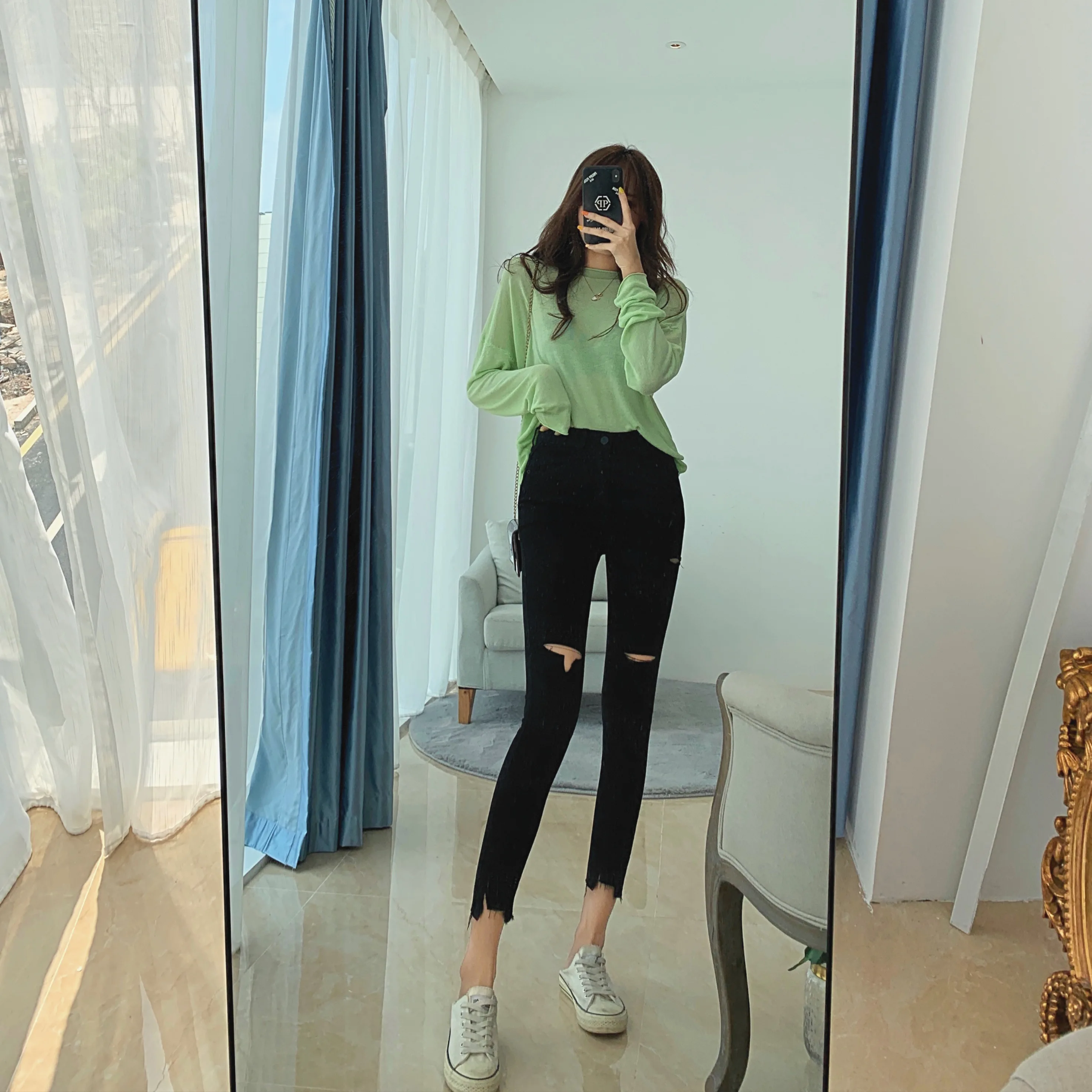 S xl 2019 осенние корейские шикарные Стильные узкие джинсовые брюки с высокой талией