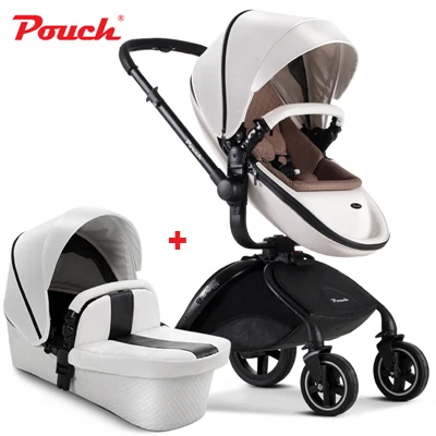2 in 1 white Детская коляска с чехлом 3 в 1, детская кожаная коляска белого, красного, черного, оранжевого цвета, автомобильное кресло, детская корзина для сна, детская коляска - Цвет: 2 in 1 white
