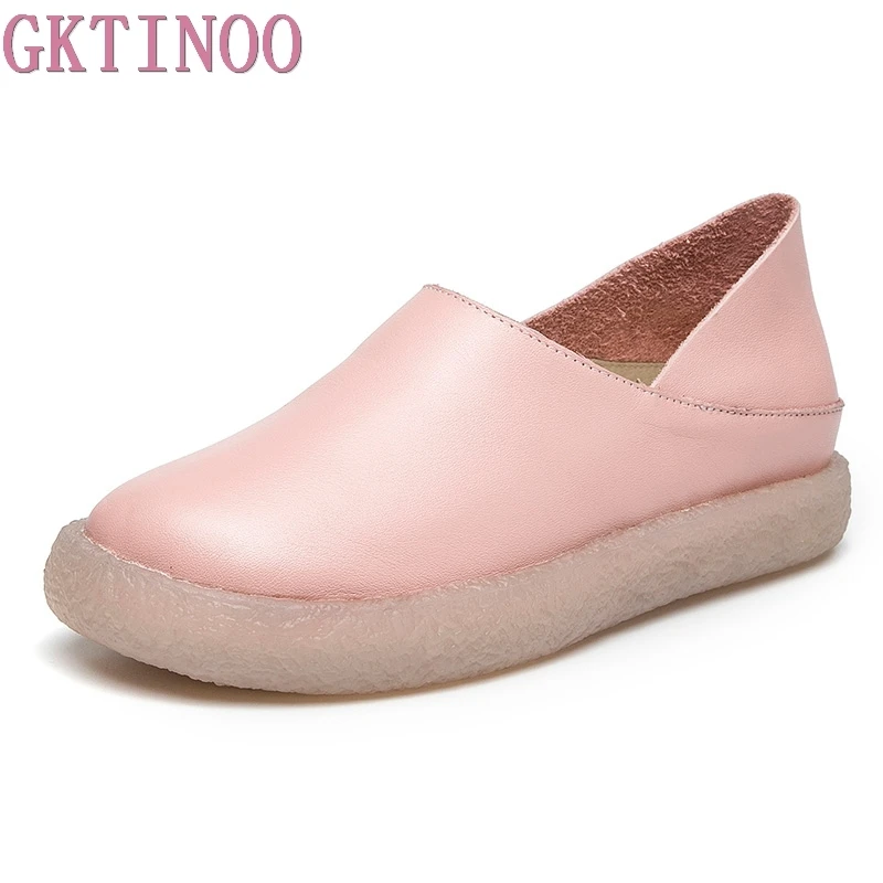 GKTINOO/Женская обувь ручной работы из натуральной кожи на плоской подошве без