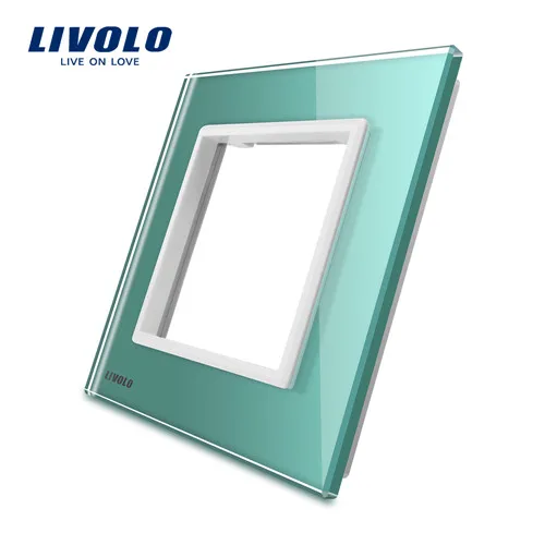 Green Livolo роскошные разноцветные свадебные туфли с отделкой жемчугом и прозрачными стразами в виде Стекло, 80 мм* 80 мм, стандарт ЕС, с переключением между дальним и Стекло Панель для настенных выключателей, C7-SR-17/18/19 - Цвет: Green