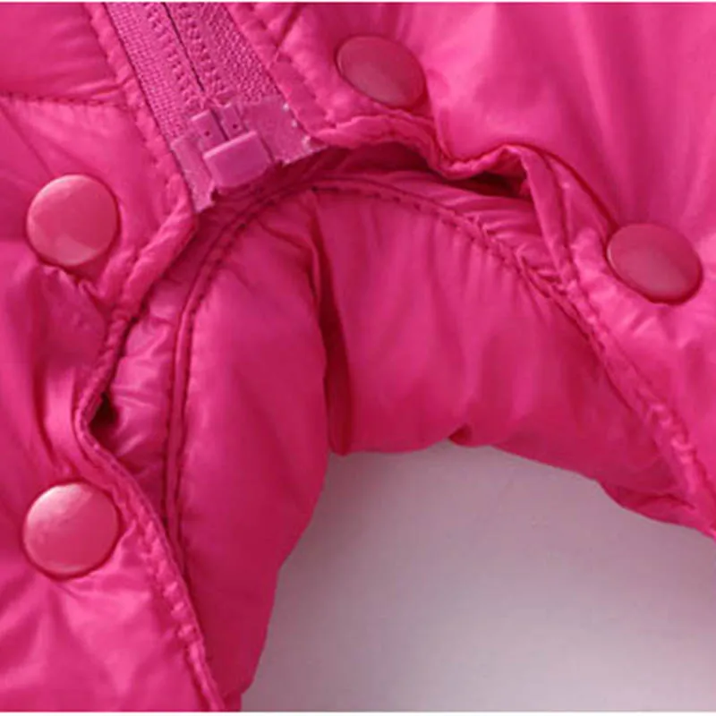 2017 зимний детский плотный теплый комбинезон розовый с капюшоном для маленьких