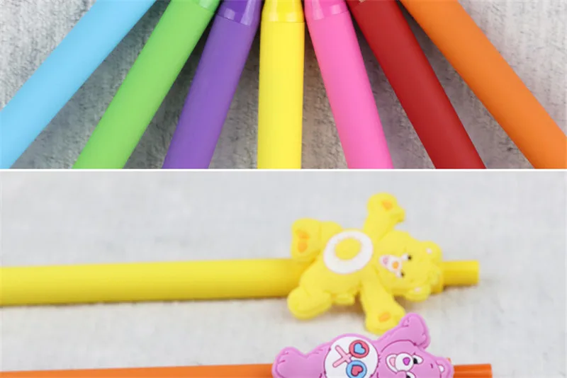 7 шт./компл. Милая Ручка гелевая с медведем гелевая ручка Kawaii 0,5 мм черные чернила конфеты цветные ручки для детей подарок escritorio бумажные школьные принадлежности