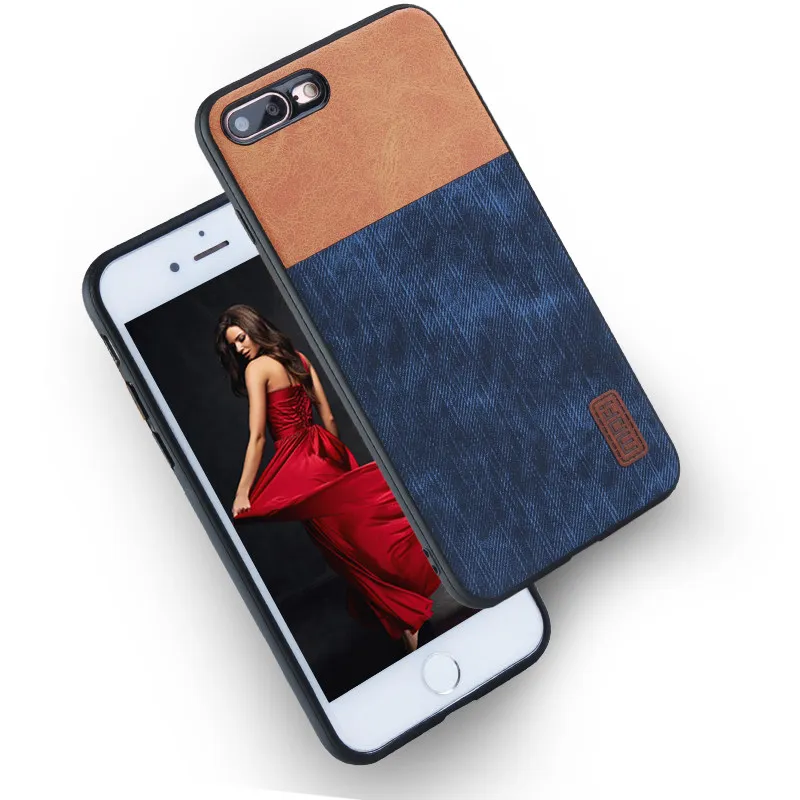 brown with blue Для iPhone 7 8 Plus чехол для iPhone 7 8 Plus чехол силиконовый Роскошные джинсы кожаный MOFI для iPhone 7 8 Plus чехол 360 - Цвет: brown with blue