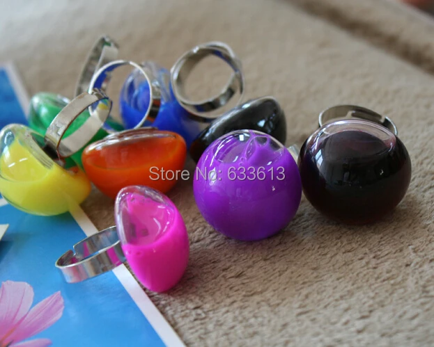 

20sets/lot 20X20MM/25X25MM Mushroom-shaped Bubble Liquid Rings Glass Globe Bubble Vial rings Liquid Metal Mesh Ring