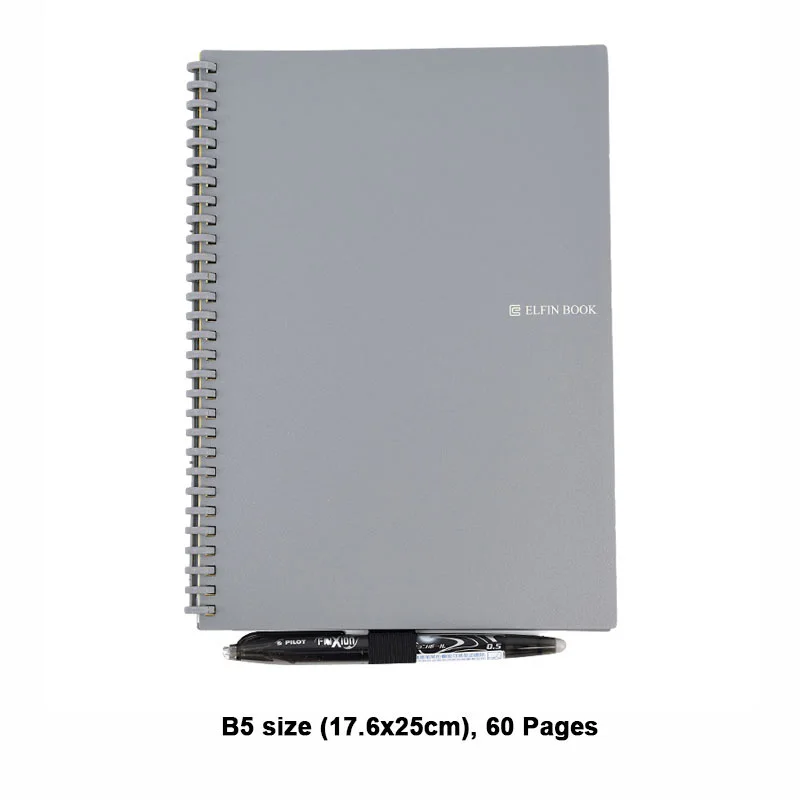 Gray B5 Elfinbook 2,0 микроволновая стираемая бумага для ноутбука, многоразовая умная записная книжка с проволочным переплетом, облачное хранилище для флэш-памяти, подключение к приложениям - Цвет: Gray B5