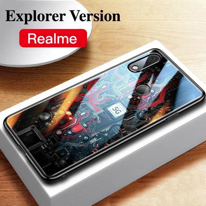 GFAITH для Realme 3 Pro Explorer Version чехол из закаленного стекла черный чехол для Realme 3 2 C1 C2 U1 5 XTCases Funda Coque