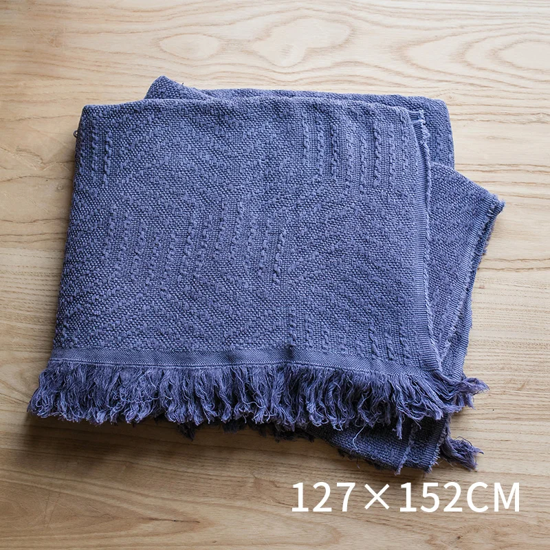 127x152 см Morandi цвет жаккард из чистого хлопка Ruff ковер одеяло для отдыха воздушное одеяло скатерть шаль 539 г - Цвет: Lavender