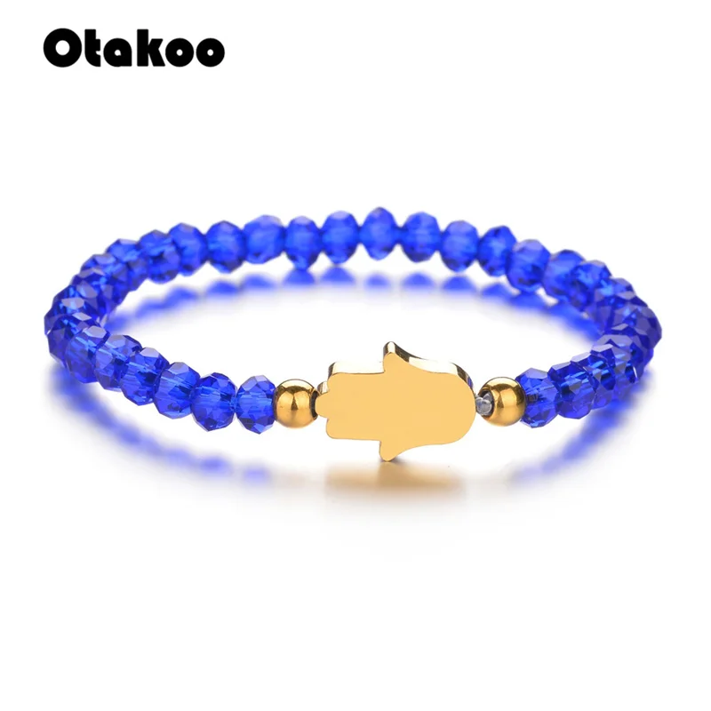 Otakoo Винтаж Фатима хамса ручной браслеты красный синий розовый браслеты из бисера браслеты в богемном стиле женские ювелирные изделия подарок