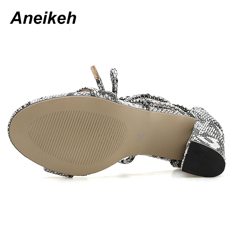 Aneikeh 2019 летние туфли из искусственной кожи со змеиной кожей женские сандалии