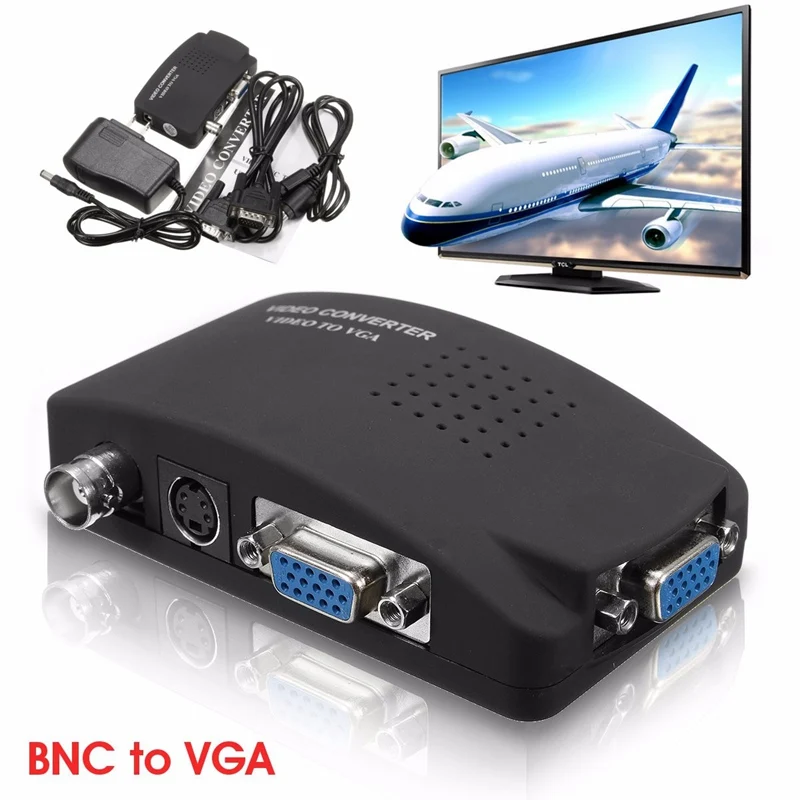 Преобразователь сигнала BNC Digital AV / S Для VGA RCA TV адаптер разрешения переключатель