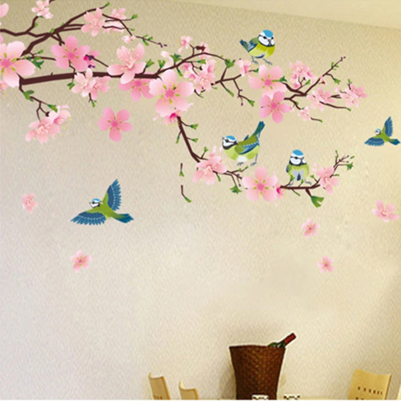 Романтический Peach Blossom и Ласточка ПВХ Съемный номер этикета Книги по искусству DIY