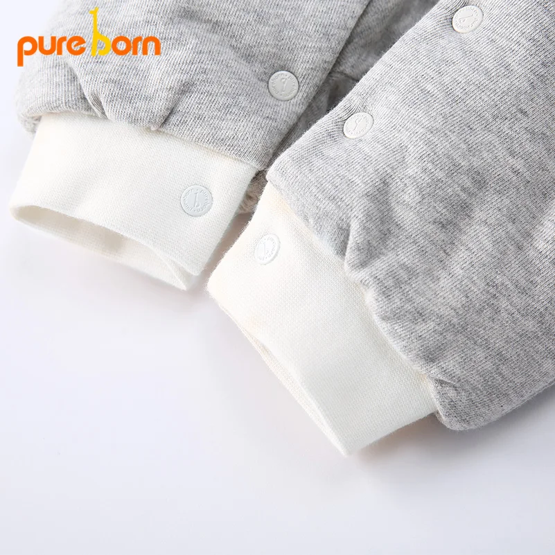 Pureborn детские комбинезоны зимние теплые Одежда для новорожденных с длинным