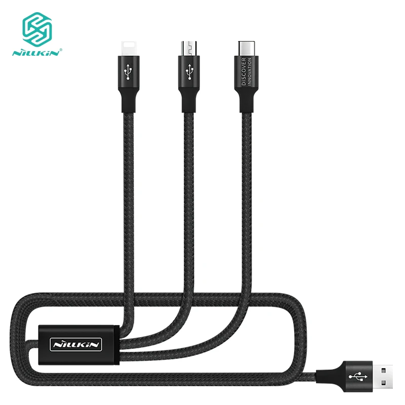 Кабель Nillkin usb 3 в 1 Micro + Type C для iPhone Xiaomi 9 Redmi note 7 Pro Huawei P30 Mate 20 зарядки Samsung|Кабели