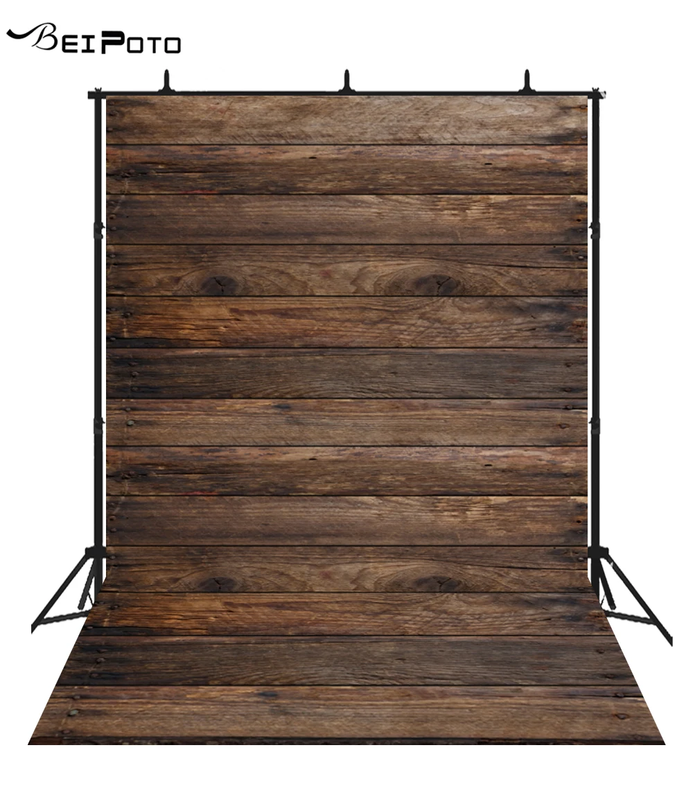Фон BEIPOTO для фотосъемки новорожденных с изображением коричневого деревянного