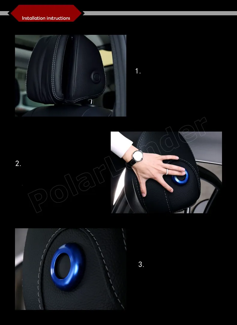 

2 цвета, 4 шт., накладка на автомобильное сиденье, подголовник, кнопка регулировки, кольцо, Накладка для M-ercedes-For-Benz new c-class GLC260 200 300