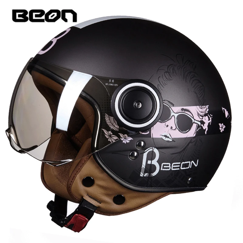 BEON мужской женский мотоциклетный шлем Chopper 3/4 с открытым лицом винтажный мото Casque