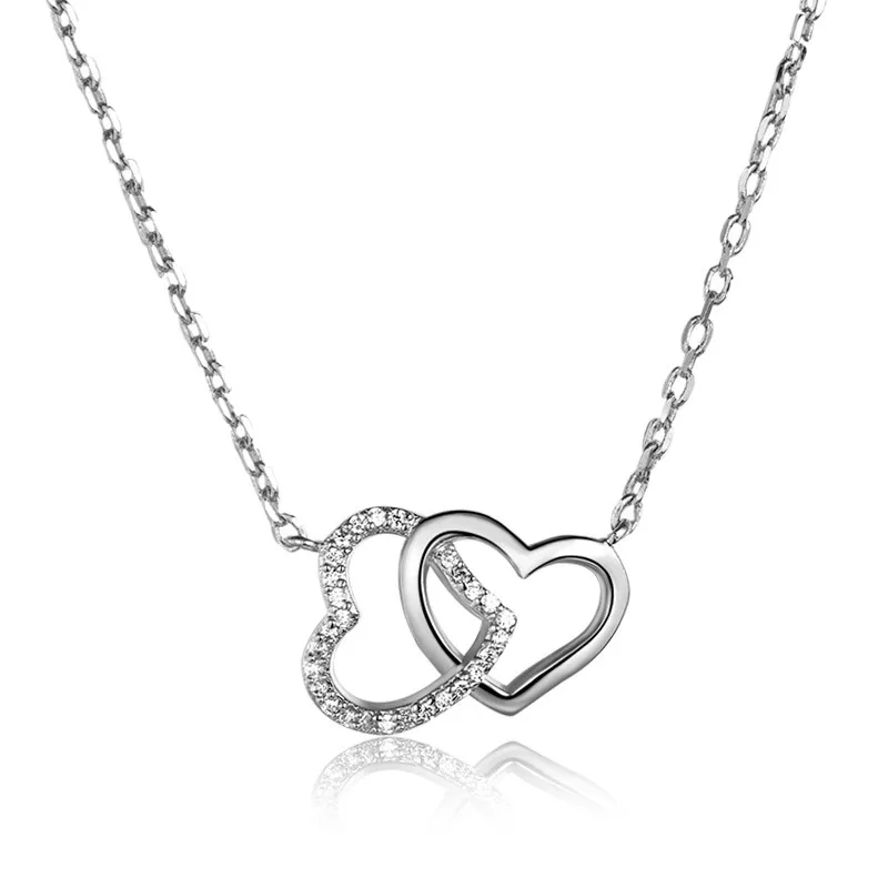 S925 sterling silver necklace jewelry female love Korean heart pendant clavicle fashion factory wholesale | Украшения и