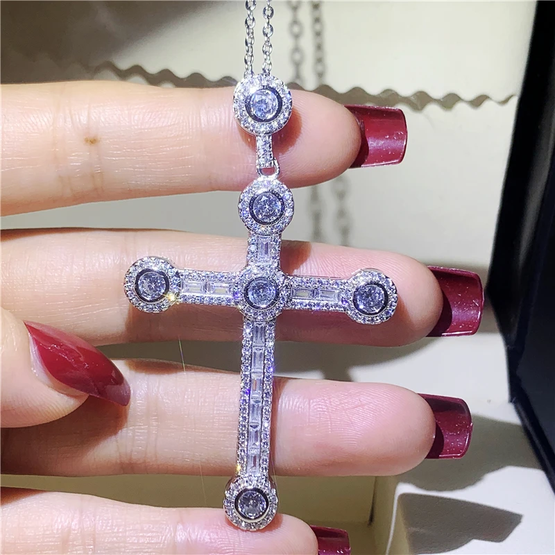 

Мужской Крест из серебра 925 пробы с кулоном AAAAA Sona Cz