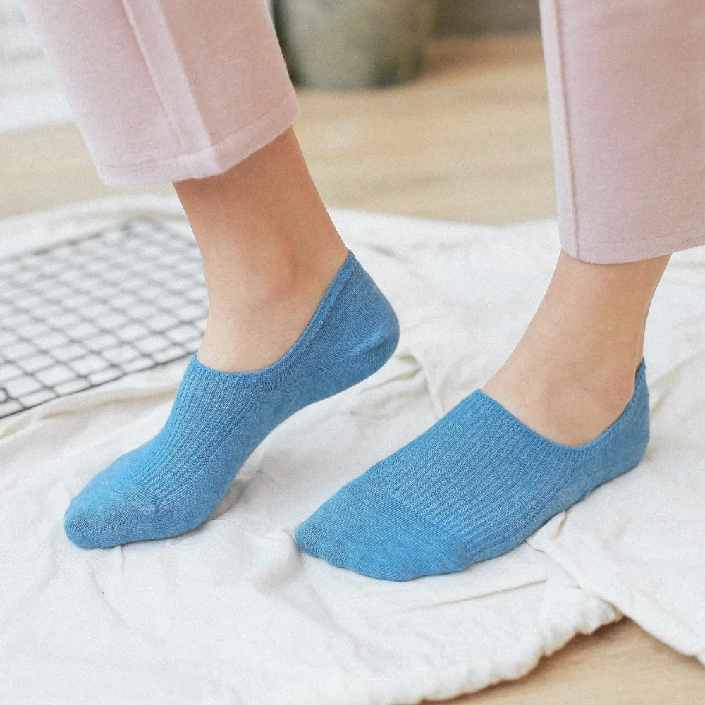 VOHIO New straight line shallow mouth invisible socks blue women's sock cotton skid socks 5 pairs of wholesale manufacturers