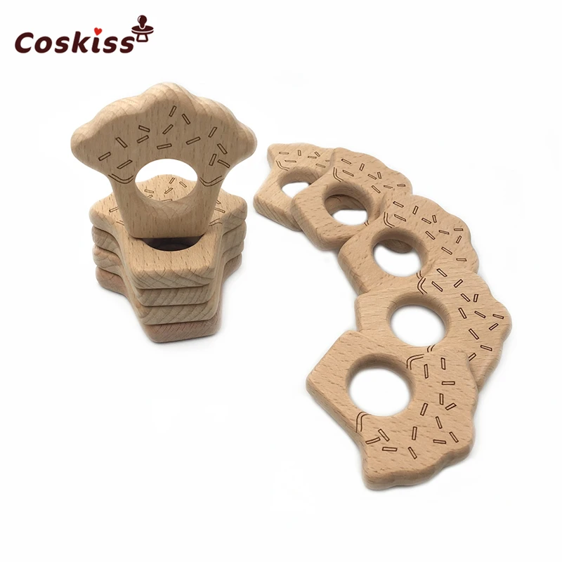 

Beech Cake Wooden Teether Customizable Baby Teether Diy Baby Teething Necklace BPA Free Food Grade Teether Pendants