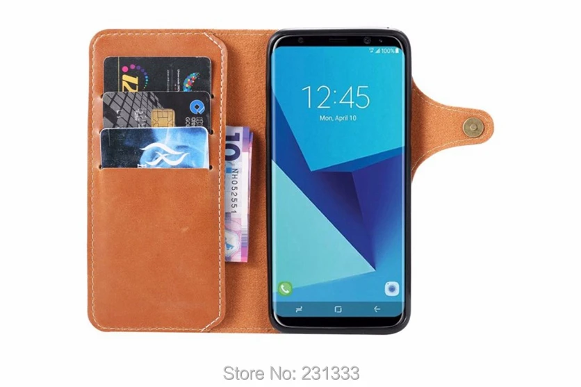 Чехол-кошелек с-ку в стиле ретро из воловьей кожи на ремешке для Samsung Galaxy S8 S9 PLUS NOTE8
