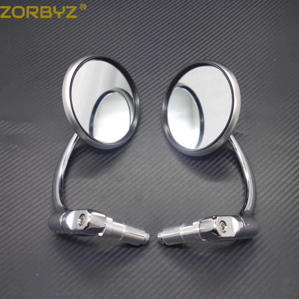 ZORBYZ мотоциклетное серебряное металлическое ретро зеркало 7/8 дюйма 22 мм с круглой