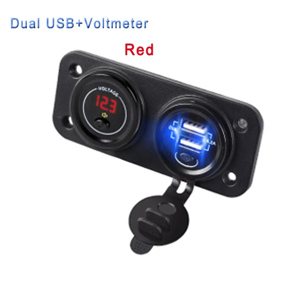 Обновление 12 V-24 V Dual USB Автомобильное зарядное устройство Зарядное устройство+ прикуриватель+ Вольтметр Автомобильный USB розетка с независимыми вкл/выкл 2,1+ 2.1A авто зарядное устройство для Зарядное устройство - Название цвета: USB Voltmeter Red