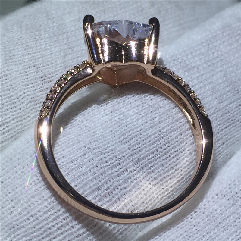Модное кольцо в форме сердца из розового золота 925 пробы Sona 3ct 5A с циркониевым
