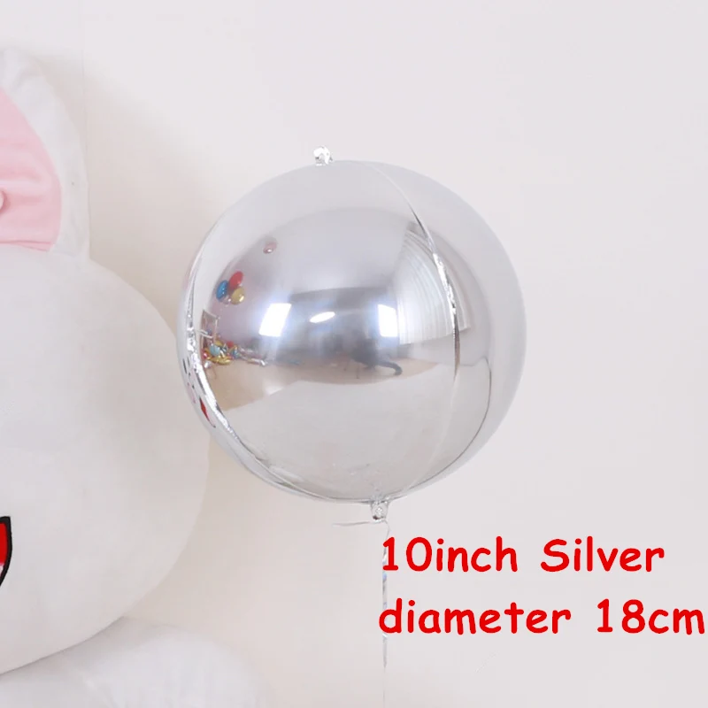 20pcs/lot 10Inch Rose Gold Silver 4D Round Sphere Shaped Small Foil Balloons Baby Shower Wedding Birthday Party Decorations - Цвет: 4D Silver