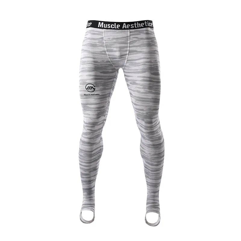 White gray 2 Колготки для бега, Компрессионные спортивные штаны для мужчин, эластичные, сухие, подходят для пробежек, тренировок, брюки для йоги, колготки, спортивные Леггинсы - Цвет: White gray 2
