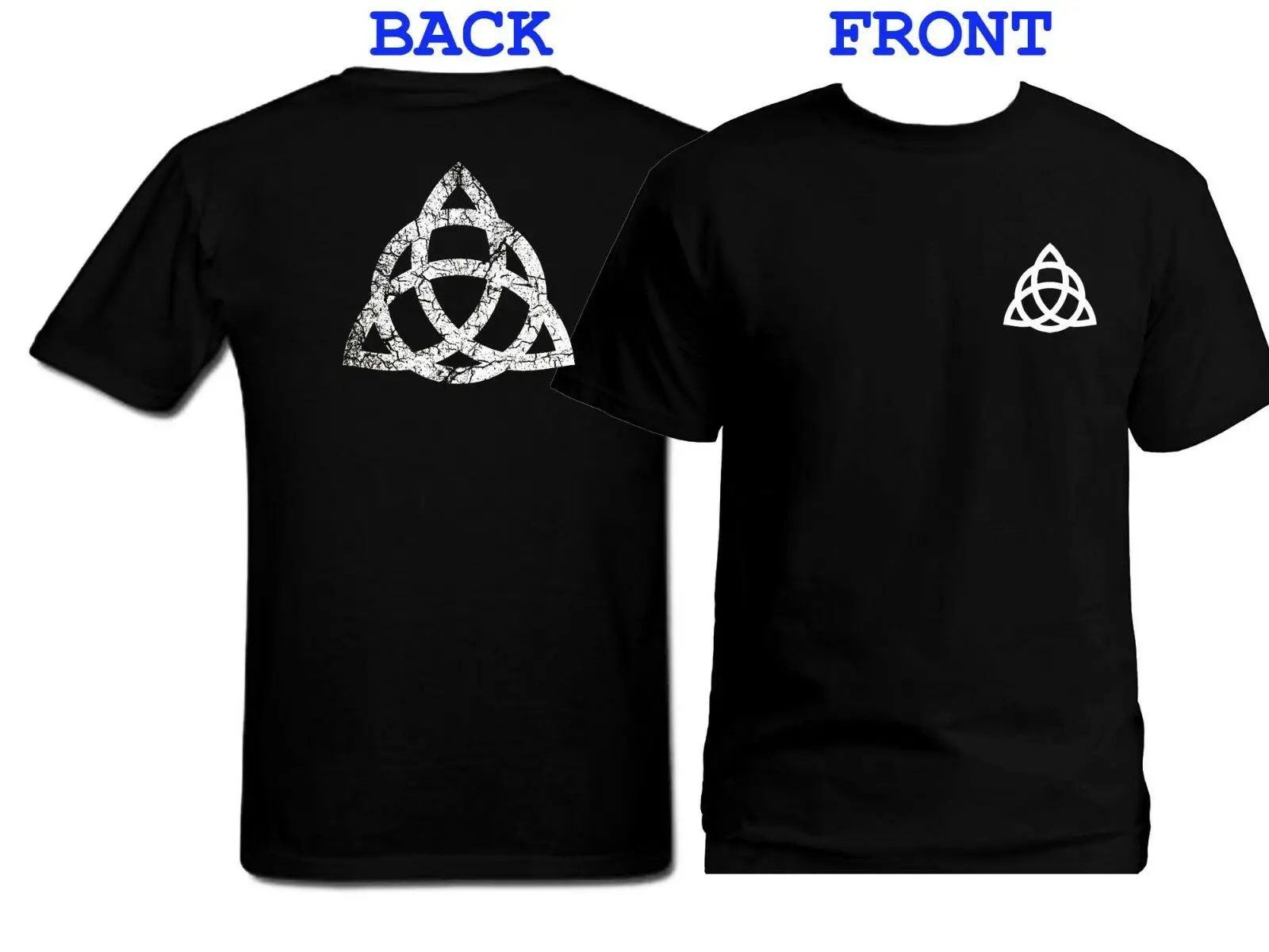 Треугольная трикета троица узел спереди и сзади Футболка с принтом Мужская