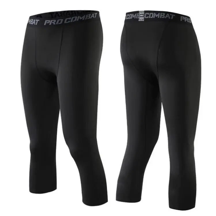 Black Black line Psvteide Компрессионные Мужские Спортивные Капри, мужские спортивные колготки для мужчин, баскетбольные колготки, мужские Компрессионные Леггинсы для бега кроссфита 3/4 - Цвет: Black Black line