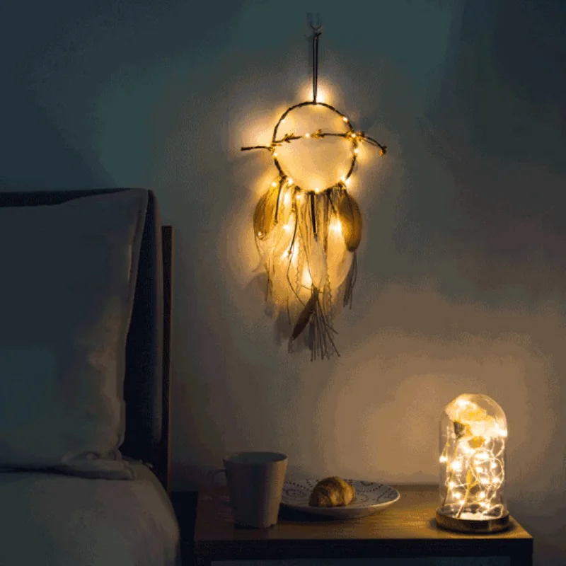 DIY ловец снов световая гирлянда Ins для спальни девочек маленький фонарь