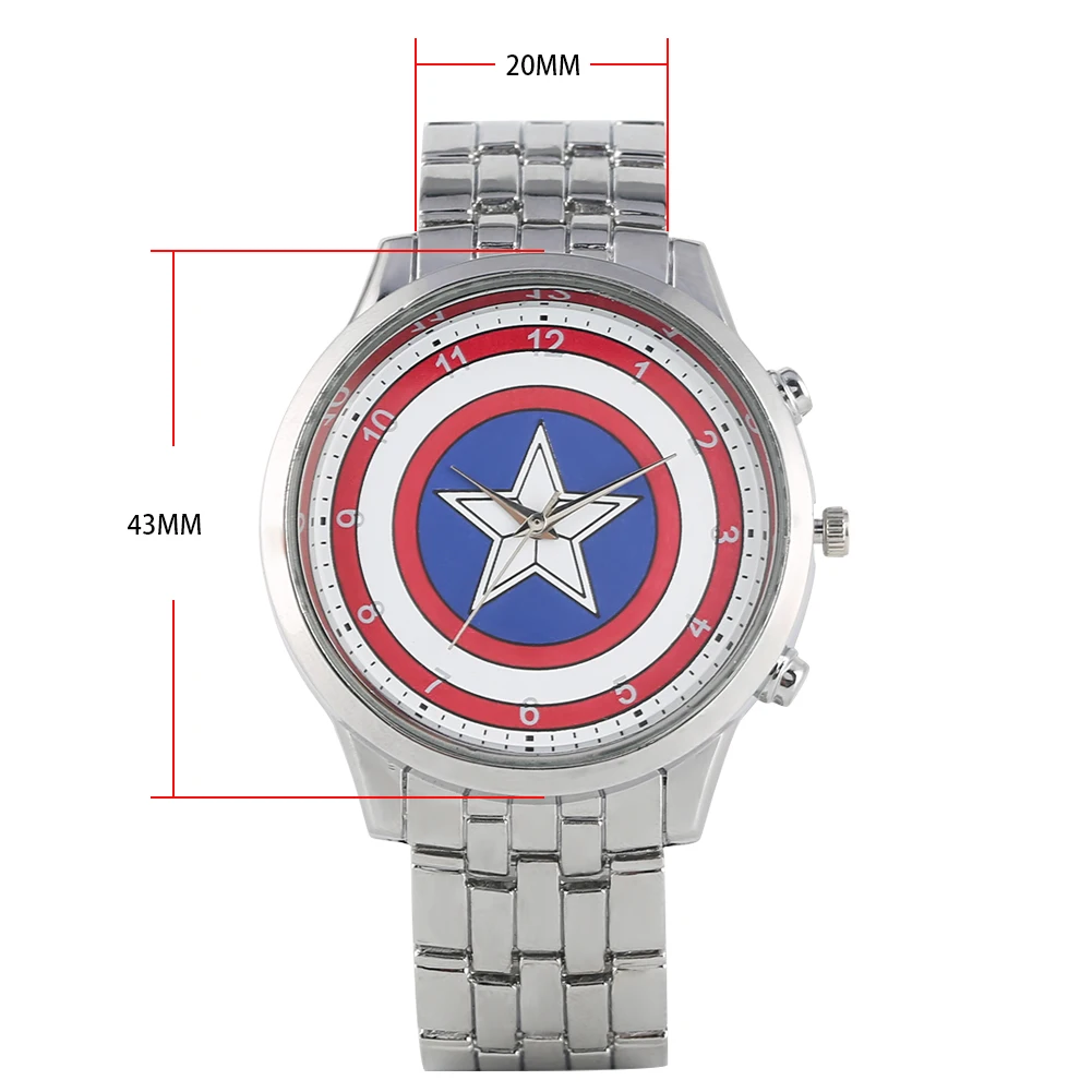 Мужские уникальные наручные часы с изображением Капитана Америка|Кварцевые