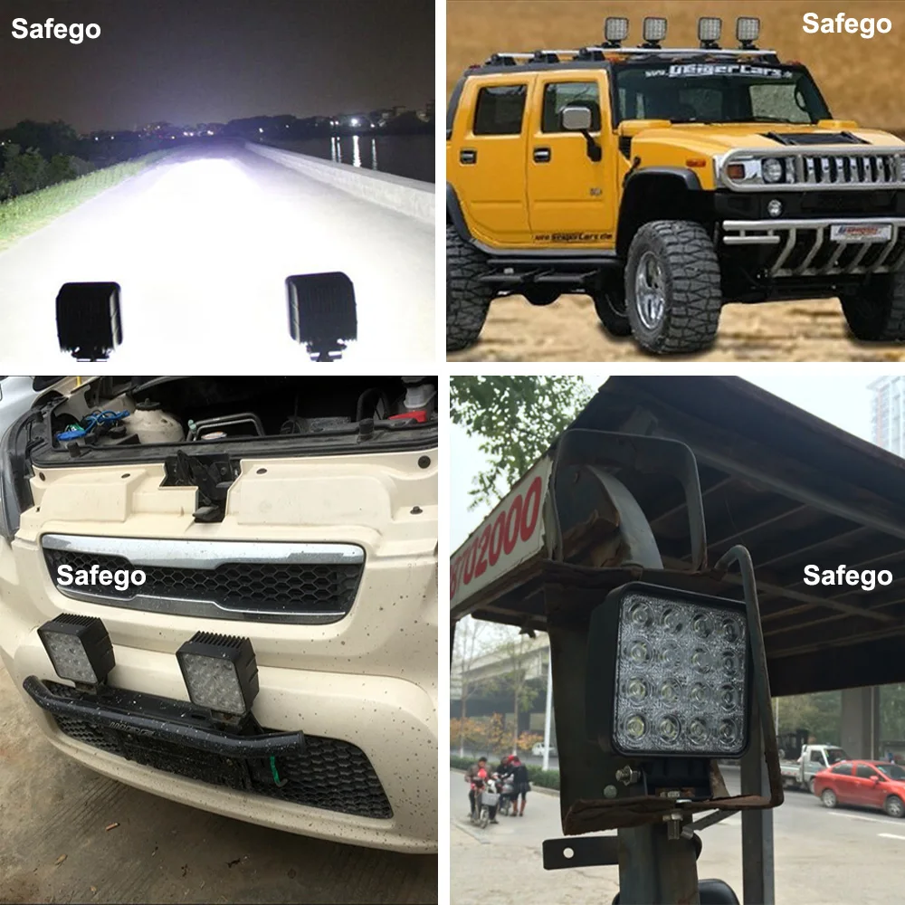 

1x Safego 48W led work light lamp car 4x4 ATV LED working lights truck 12V 4x4 Driving fog Spot Flood tractor offroad lights