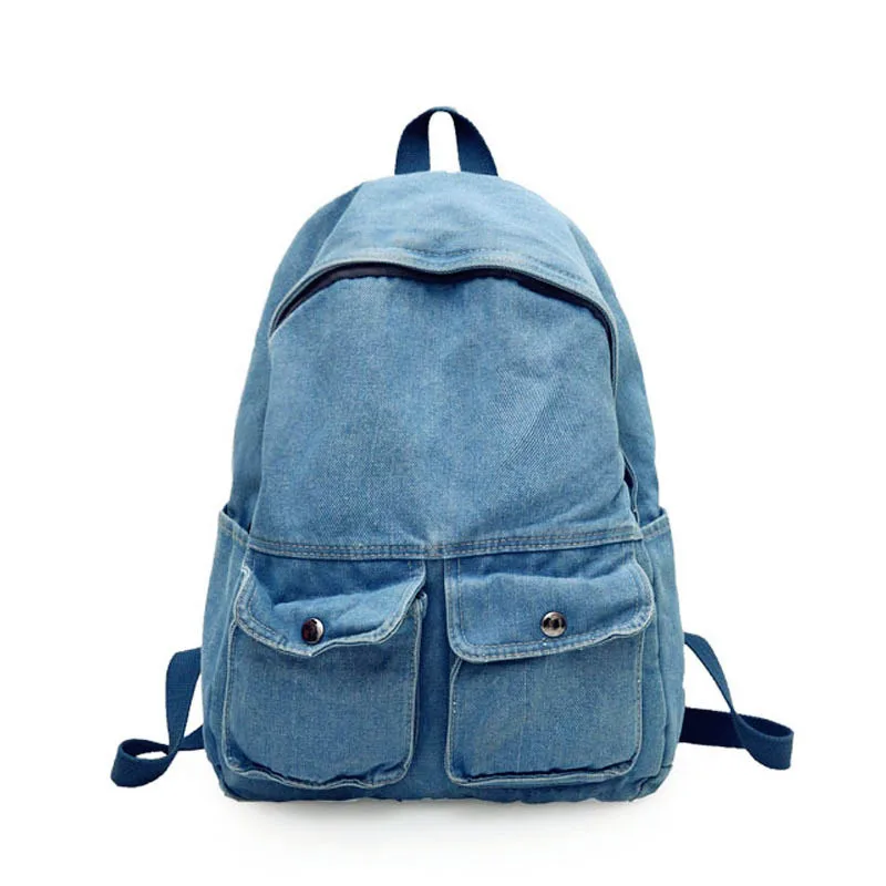 Синий джинсовый рюкзак простая повседневная школьная сумка для девочек