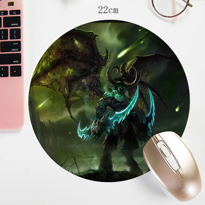 WOW круглый коврик для мыши 22X22 см игровой коврик для мыши otaku нескользящий коврик World of Warcraft для офиса ноутбука коврик для мыши