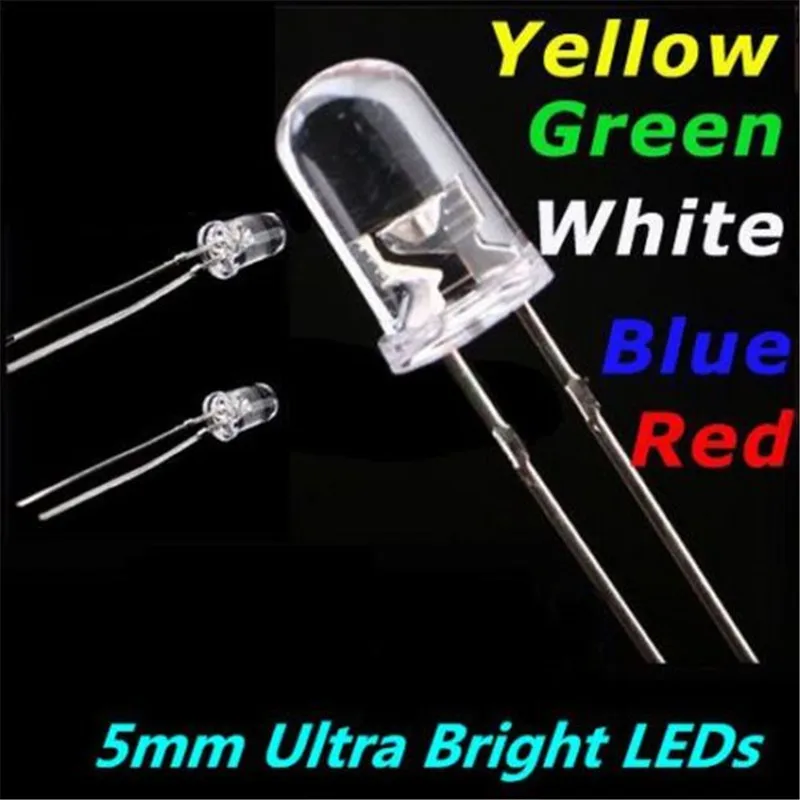 100pcs/lot F5 LED Light Diode Lamp Beads Round Water Clear Top Green/Yellow/Blue/White/Red Kit DIY Bulb | Лампы и освещение