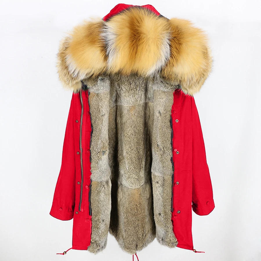 11 OFTBUY, зимняя женская куртка, длинная парка, настоящий золотой Лисий мех, воротник, капюшон, натуральный мех кролика, подкладка, толстая, теплая, парка, уличная одежда - Цвет: 11