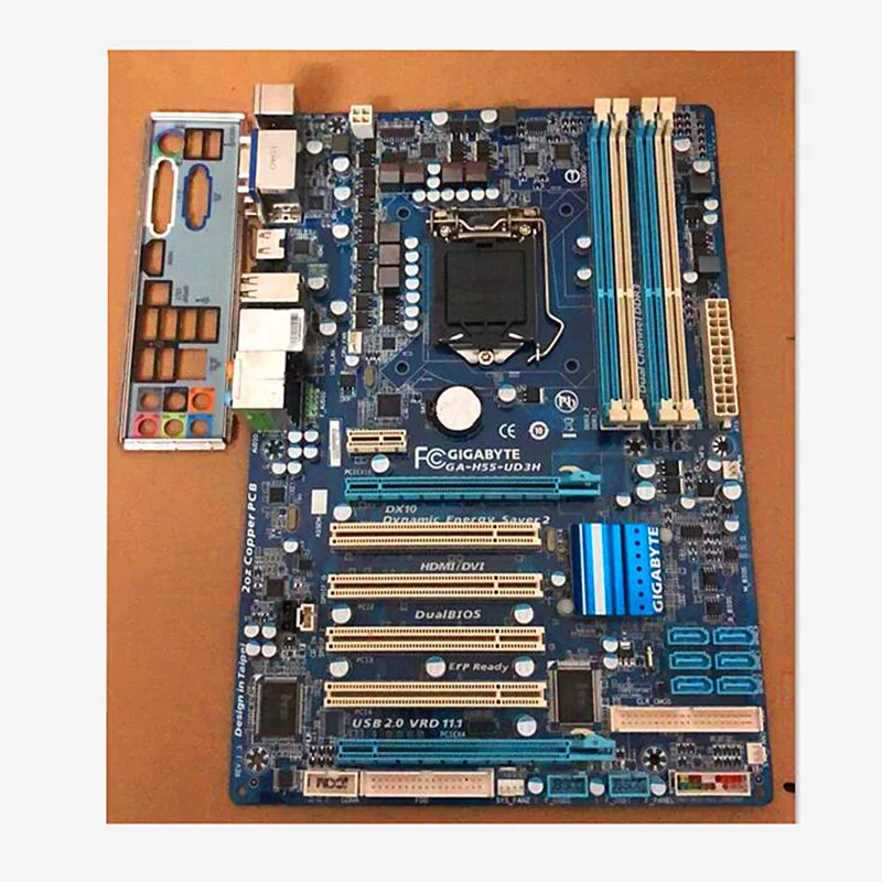 Рабочего H55 1156 материнская плата для Gigabyte GA-H55-UD3H LGA1156 DDR3 H55-UD3H доски 16 Гб блок питания ATX Поддержка X3440 I3 I5 I7