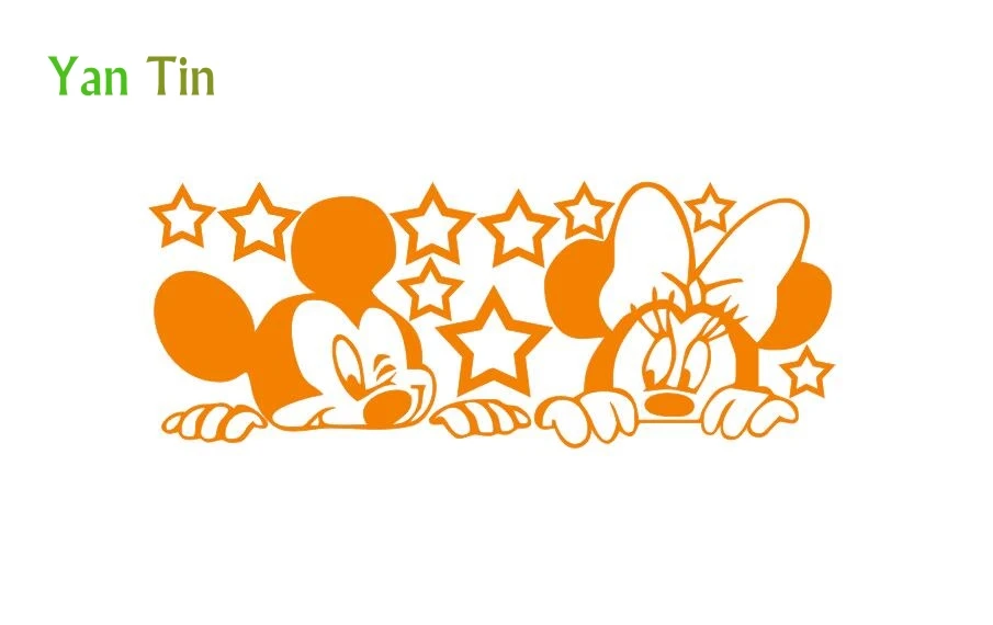 Orange Мультфильм Микки Маус и Минни настенные Стикеры для детской комнаты полые звезды украшения художественная Фреска самоклеющиеся звезды обои - Цвет: Orange